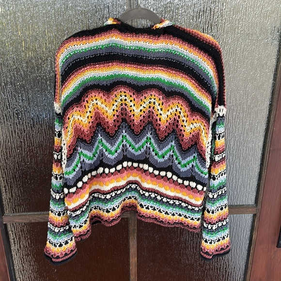 Free People Feeling Nostalgic Knit Woven Cardigan M Muilticolor Sweater - Picture 10 of 15